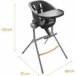 Beaba Up & Down 改良版可調節高腳餐椅 (礦物灰/六種高度/五點安全帶)